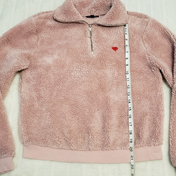 Topshop Pink Fuzzy Teddy 1/4 Zip Sweater - Picture 10 of 16
